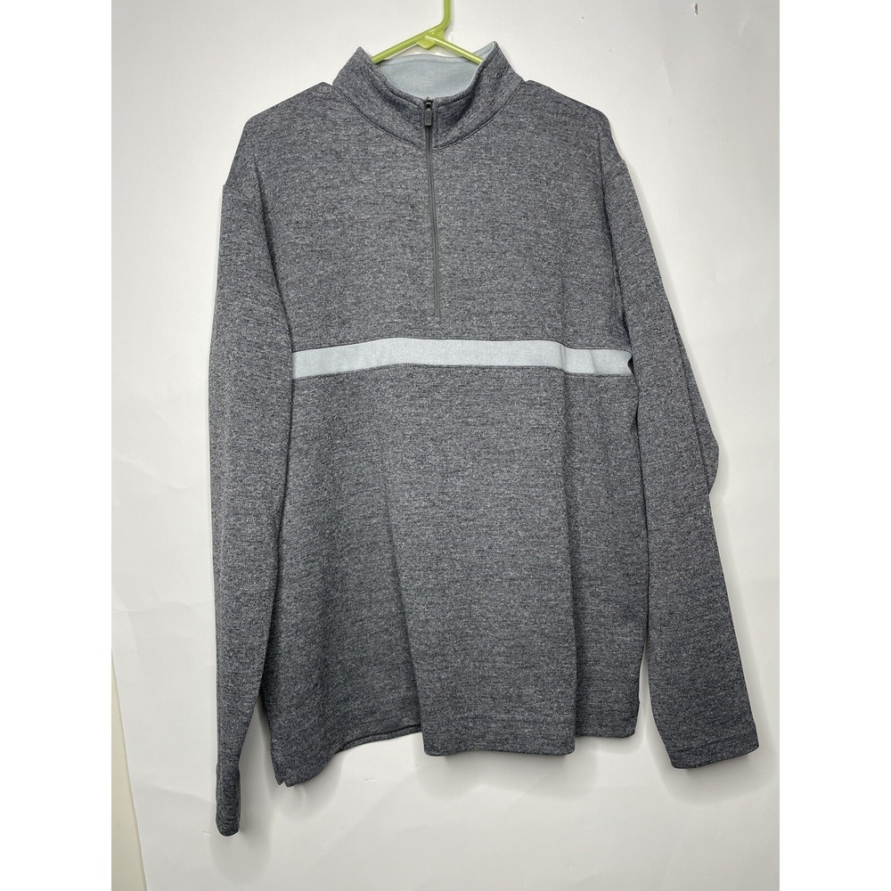 Footjoy Inset Stripe‎ Flat Back Rib Golf 1/4 Zip Pullover Size Large Gray